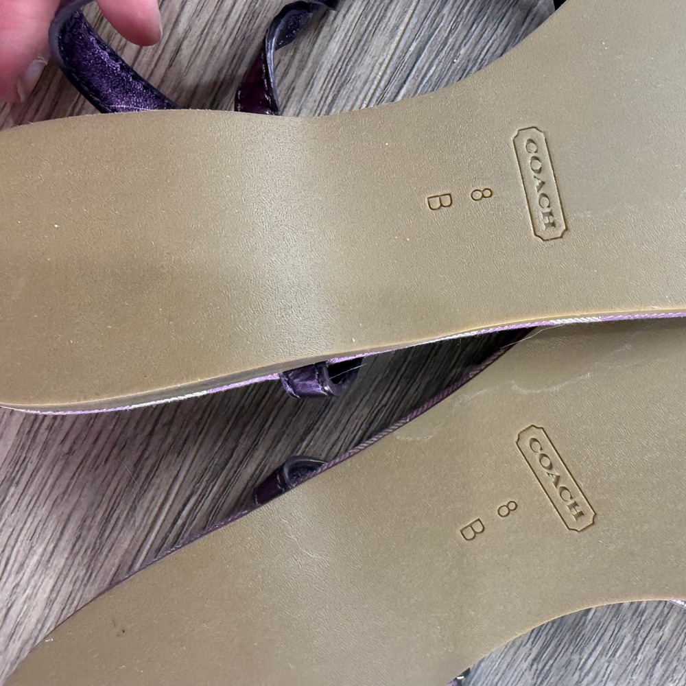 Coach Shirley Purple Signature Jacquard Thong Sandals Metallic Straps Womens 8B - Picture 4 of 13